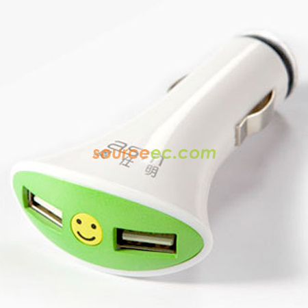 客製化笑臉雙USB車載充電器禮品