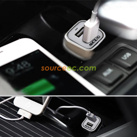 客製化正方形雙USB車載充電器禮品