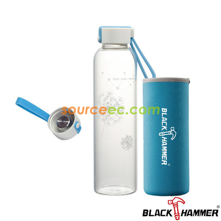 客製化600ML BLACK HAMMER 玻璃水瓶(附布套)禮品