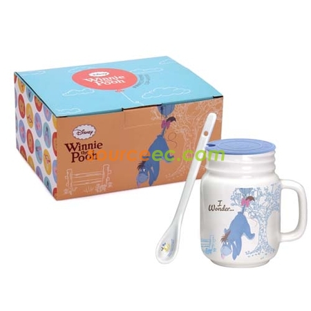 客製化440ML 維尼卡通陶瓷杯三件套禮品