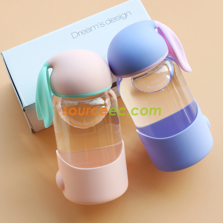 客製化萌萌兔玻璃水瓶禮品