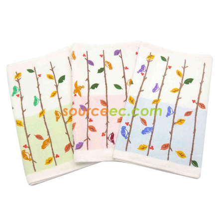 樹枝小鳥印花毛巾（6 PCS）
