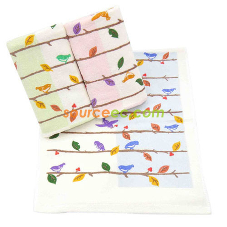 客製化樹枝小鳥印花毛巾（6 PCS）禮品