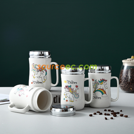 客製化400ML鏡子蓋陶瓷杯禮品