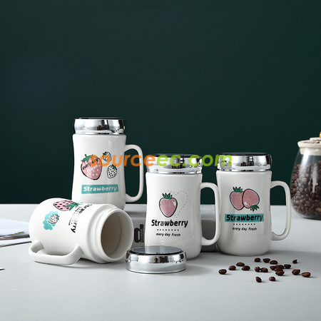 客製化400ML鏡子蓋陶瓷杯禮品