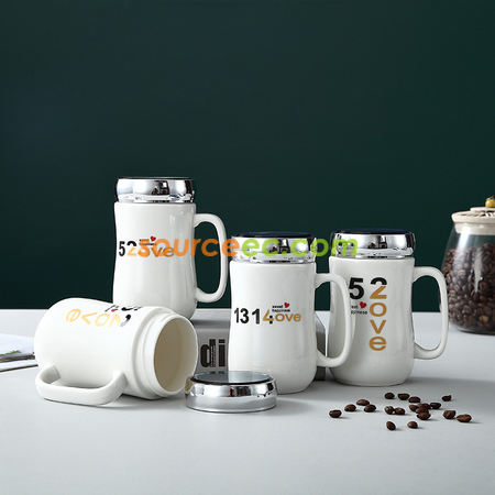 客製化400ML鏡子蓋陶瓷杯禮品