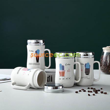 客製化400ML鏡子蓋陶瓷杯禮品