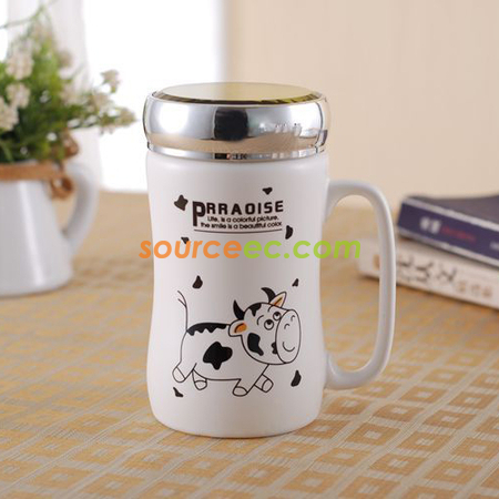 客製化400ML鏡子蓋陶瓷杯禮品
