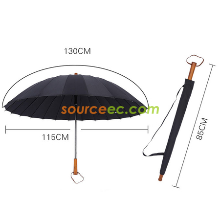 客製化24骨加大防風木柄直桿雨傘禮品
