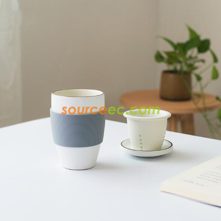 客製化泡茶陶瓷杯帶矽膠套禮品