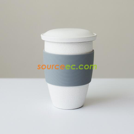 客製化泡茶陶瓷杯帶矽膠套禮品