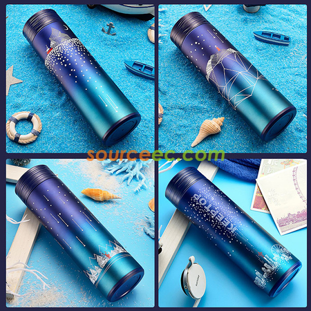 客製化500ML 水紋蓋直身不鏽鋼保溫杯禮品