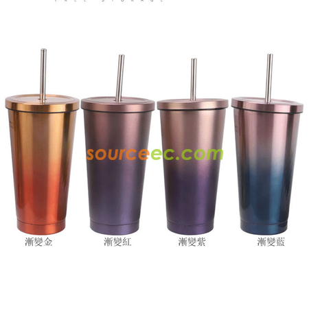 客製化500ML不銹鋼吸管杯禮品