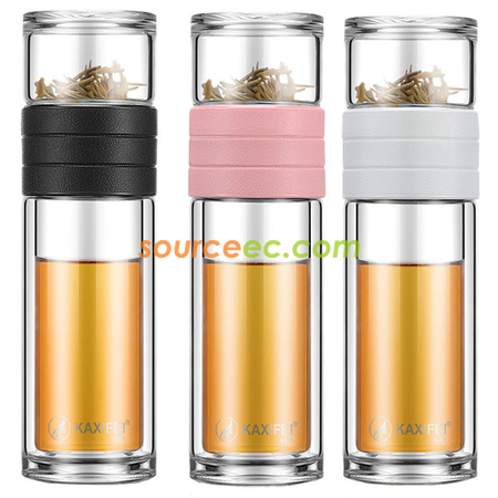 450 ML便攜式茶水分離玻璃杯