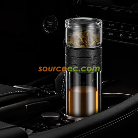 客製化450 ML便攜式茶水分離玻璃杯禮品