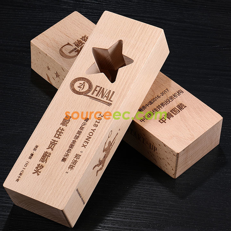 客製化實木五角星獎盃禮品