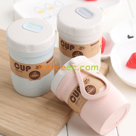 客製化300ML  小麥秸稈纖維湯壺禮品