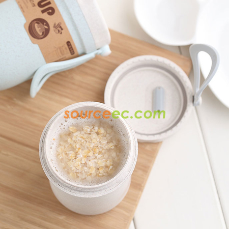 客製化300ML  小麥秸稈纖維湯壺禮品