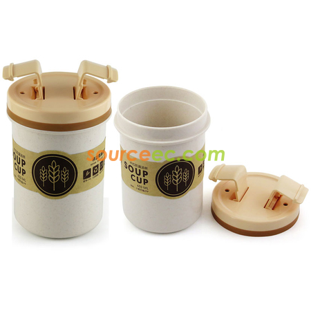 客製化600ML  小麥秸稈纖維湯壺禮品