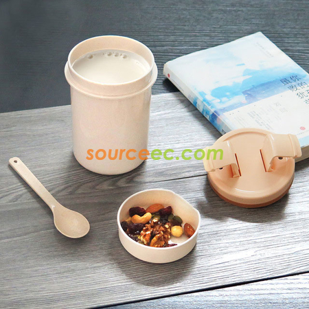 客製化600ML  小麥秸稈纖維湯壺禮品