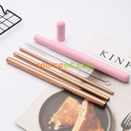 客製化小麥盒不銹鋼吸管禮品