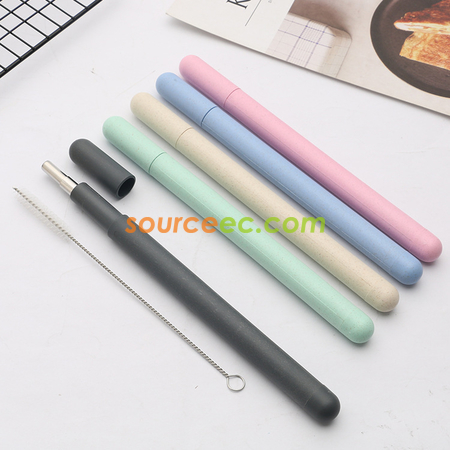 客製化小麥盒不銹鋼吸管禮品