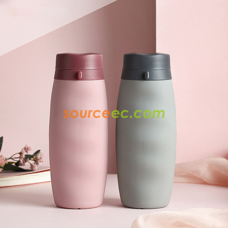客製化卷卷矽胶折叠水樽600ML