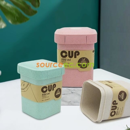 客製化550ML 小麥秸稈纖維咖啡杯禮品