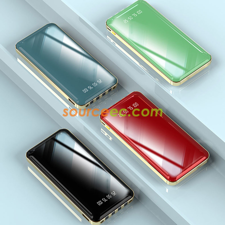客製化10000mAh自帶線鏡面金屬行動電源禮品