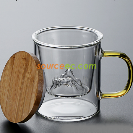 客製化客製化帶蓋雙層玻璃杯禮品