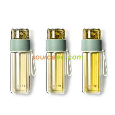 客製化280ML 便攜式茶水分離玻璃杯禮品