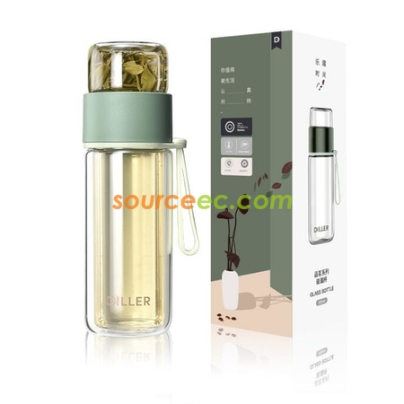客製化280ML 便攜式茶水分離玻璃杯禮品