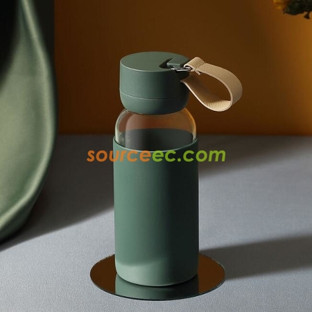 客製化400ML玻璃杯矽膠防燙水杯禮品