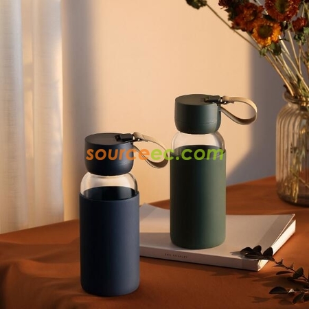客製化400ML玻璃杯矽膠防燙水杯禮品