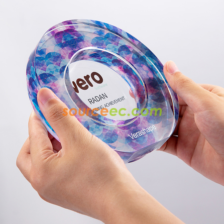 客製化幻彩圓形水晶禮品