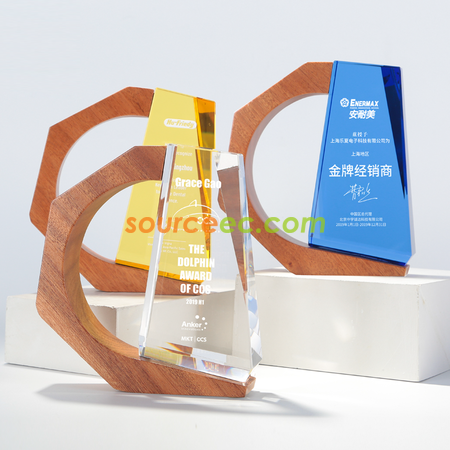 客製化實木水晶獎座禮品