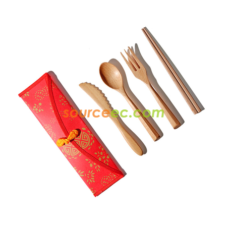 客製化環保牛皮紙袋袋竹製餐具套裝禮品