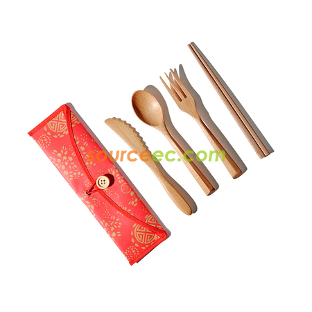 客製化環保牛皮紙袋袋竹製餐具套裝禮品