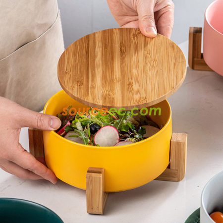 客製化創意木架陶瓷碗禮品