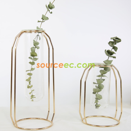 客製化金屬架透明玻璃花瓶禮品