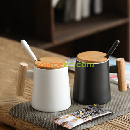 客製化木柄陶瓷杯禮品