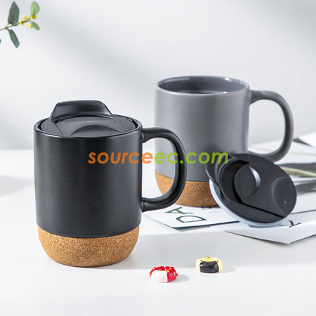 客製化帶蓋軟木墊陶瓷杯禮品