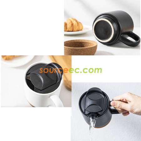 客製化帶蓋軟木墊陶瓷杯禮品