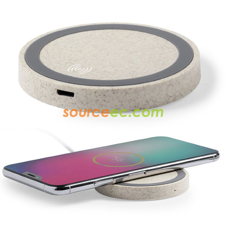 客製化小麥秸稈無線充電盤禮品