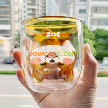 客製化柴犬創意雙層玻璃杯禮品