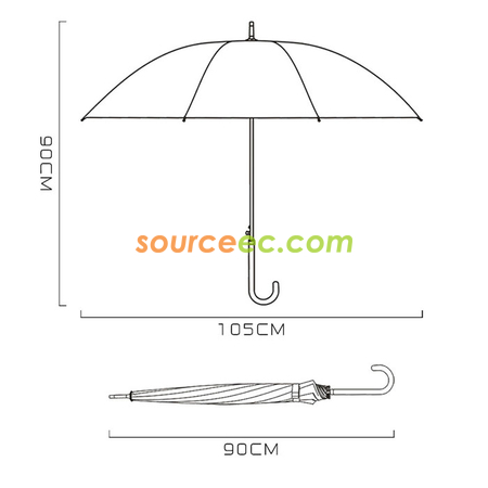 客製化8K直杆傘彎柄雨傘禮品