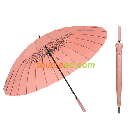 客製化24骨純色直桿長柄傘禮品