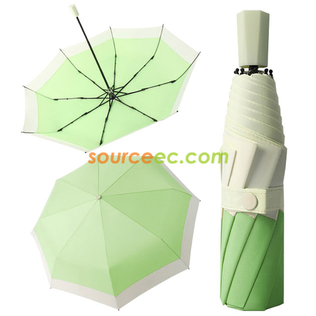 客製化兩色接拼三摺手動廣告雨傘禮品