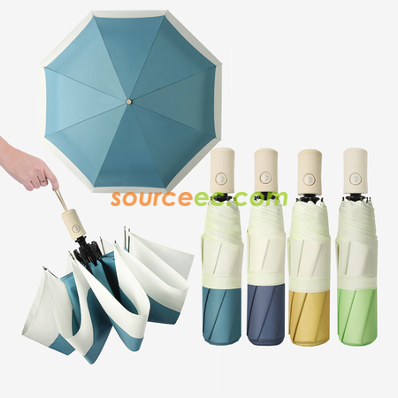 兩色接拼三摺自動廣告雨傘
