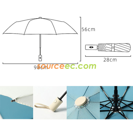 客製化兩色接拼三摺自動廣告雨傘禮品